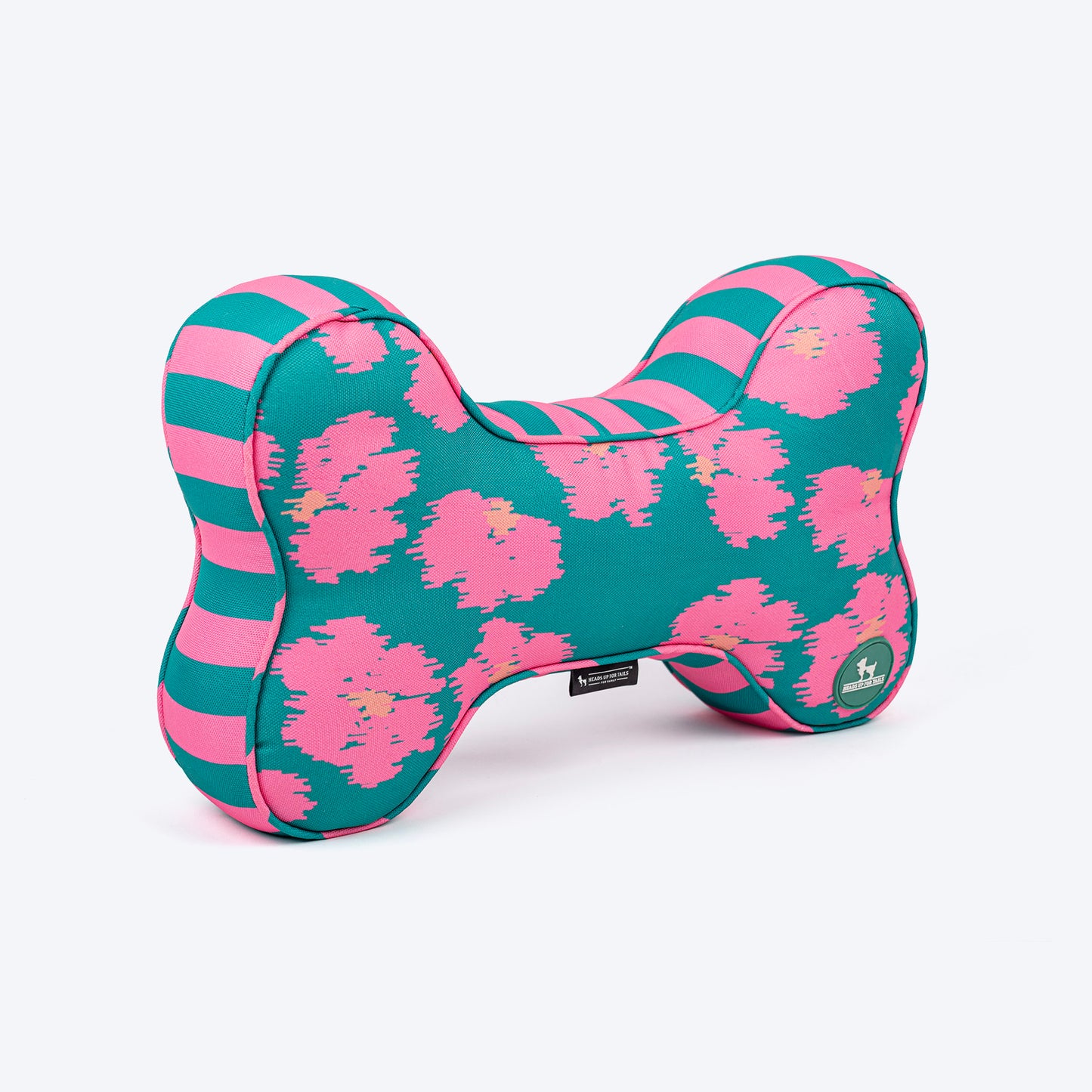 HUFT Pawsome Blossom Bone Cushion For Dog - Green & Pink - Heads Up For Tails