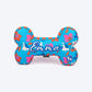 HUFT Personalised Summer Bloom Bone Cushion For Dog - Blue - Heads Up For Tails
