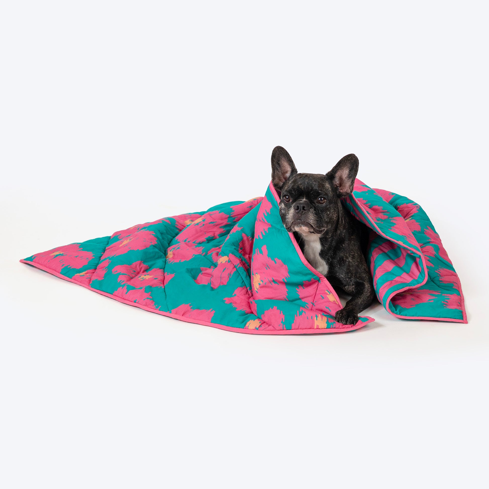 HUFT Pawsome Blossom Blanket For Dog & Cat - Green & Pink - Heads Up For Tails