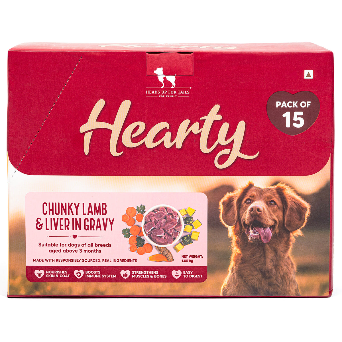 Hearty Chunky Lamb & Liver in Gravy Dog Food - Pack of 15 (70 gm each)