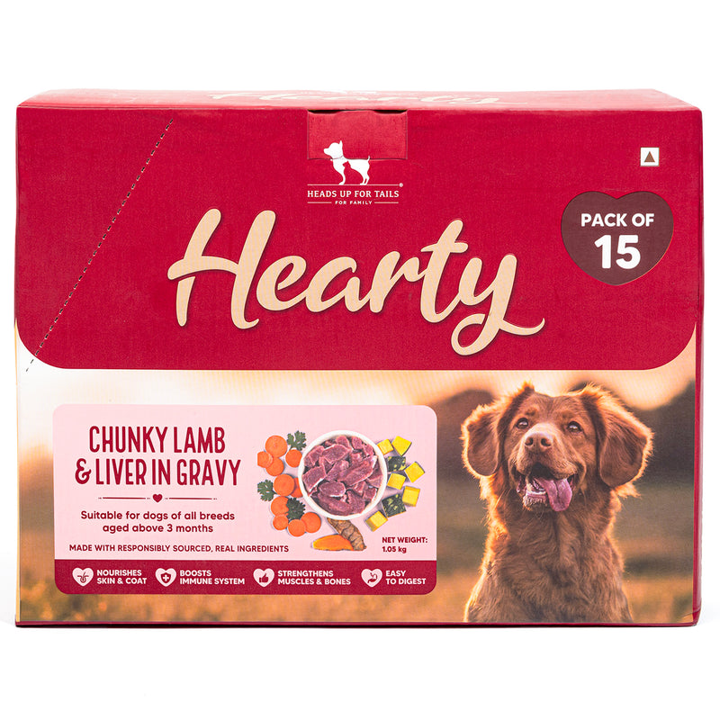 Hearty Chunky Lamb & Liver in Gravy Dog Food - Pack of 15 (70 gm each)