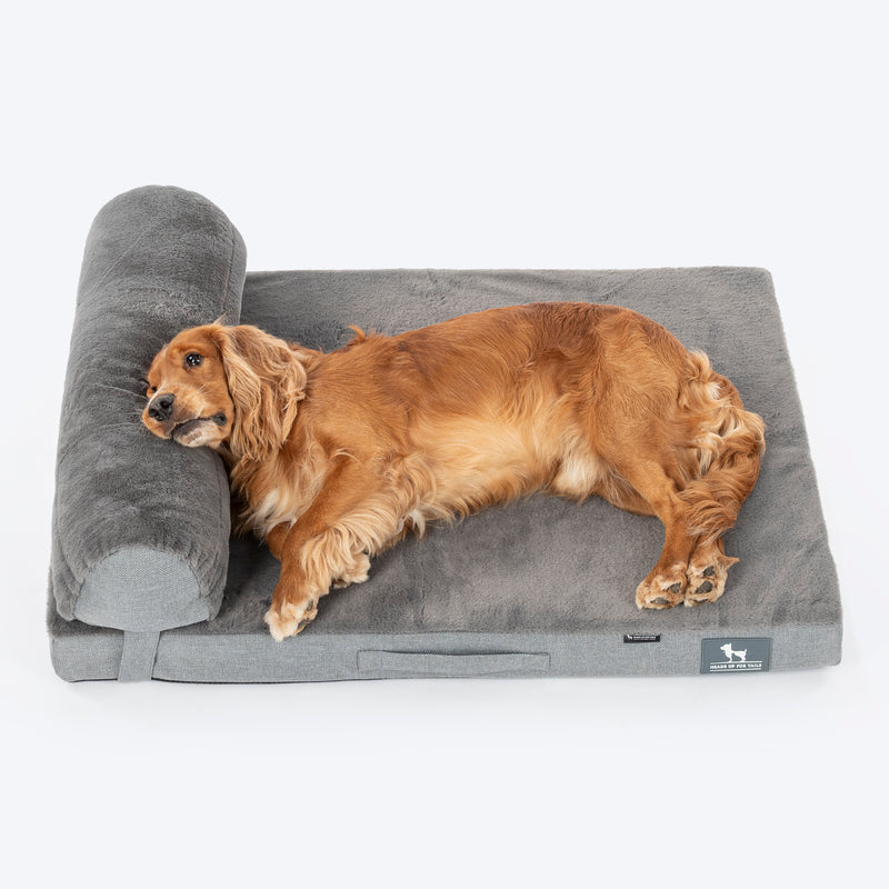 HUFT Made To Order Furry Orthopaedic Dog Bed - Dark Grey - Heads Up For Tails