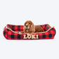 HUFT Personalised Checkered Cuddle Lounger Bed For Dog - Red & Black