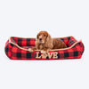 HUFT Love Plaid Lounger Bed For Dog - Red & Black - Heads Up For Tails