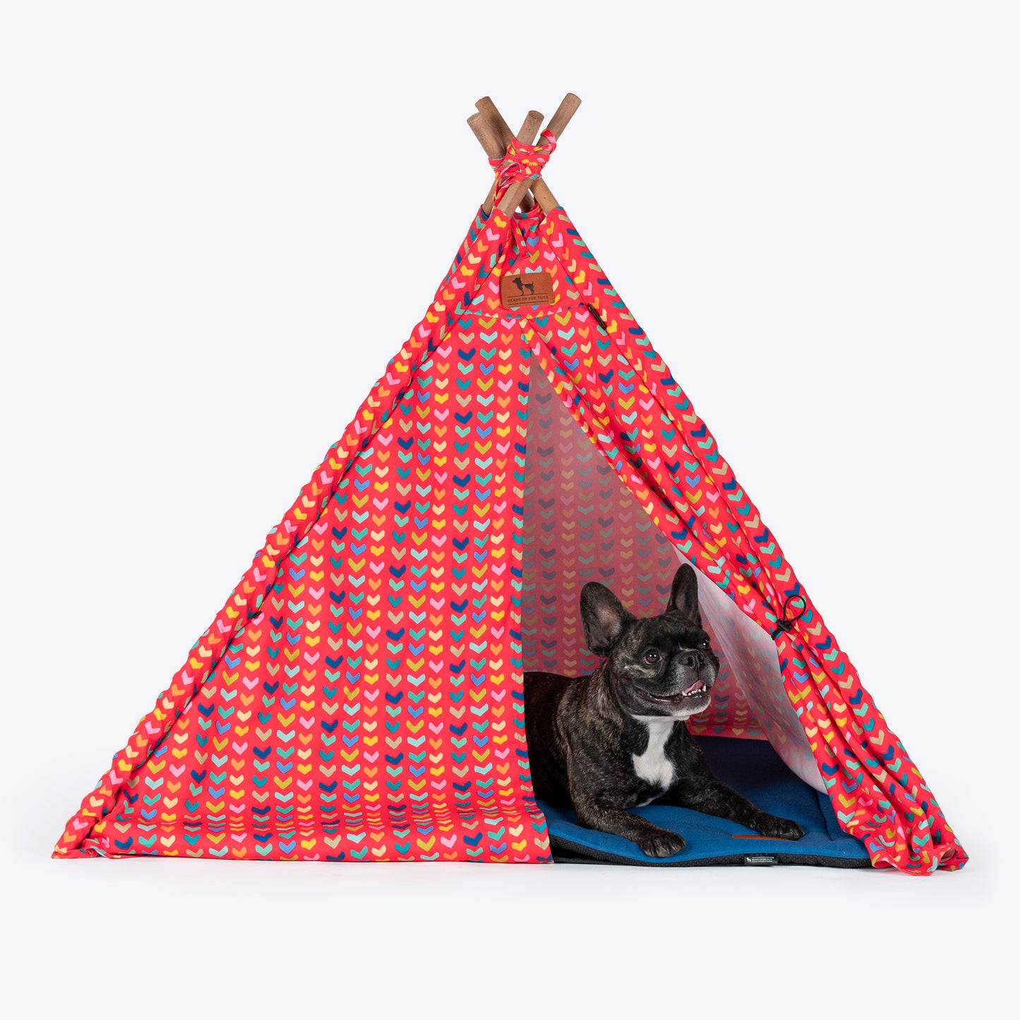 HUFT Heart To Heart Teepee Tent - Blue & Red - Heads Up For Tails