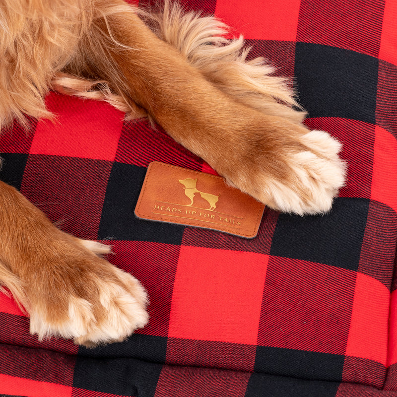 HUFT Personalised Checkered Cuddle Mat For Dog & Cat - Red & Black - Heads Up For Tails