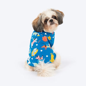 HUFT Doodle Days Printed T-Shirt For Small Dog - Blue - Heads Up For Tails