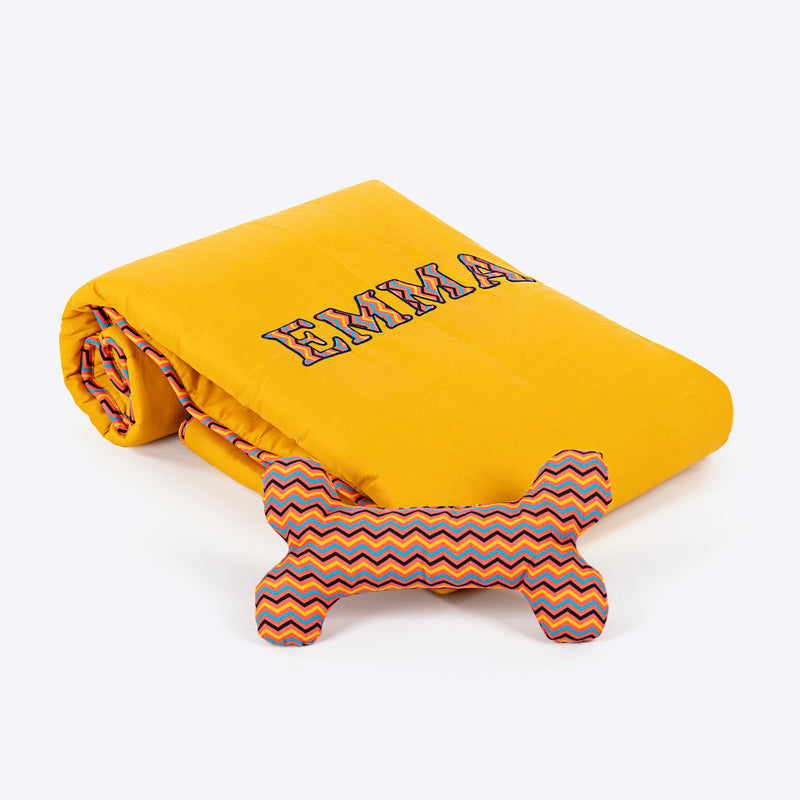 HUFT Personalised Sweet Dreams Blanket For Dog & Cat - Yellow - Heads Up For Tails