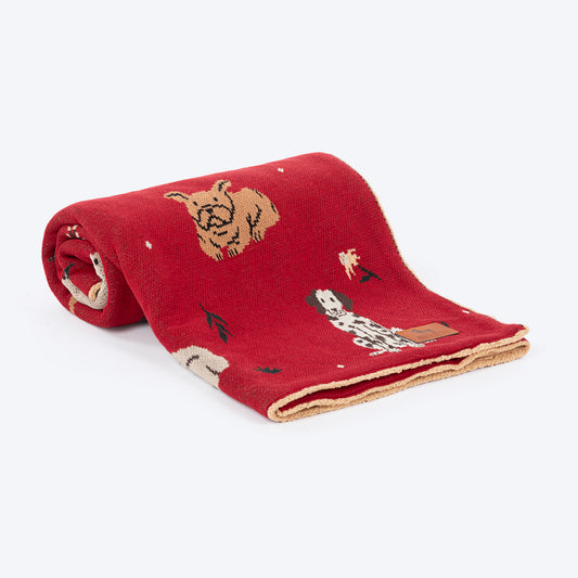 HUFT Bloom Buddies Blanket For Dog & Cat - Red - Heads Up For Tails