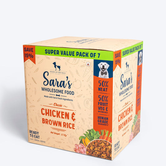 HUFT Sara's Wholesome Dog Food - Classic Chicken And Brown Rice - (7 x 300g) - Heads Up For Tails