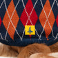 TLC Argyle Sweater For Dog - Red & Navy