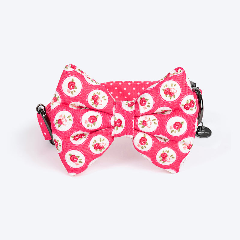 HUFT Rosy Dreams Collar For Dogs With Free Bow Tie - Pink - Heads Up For Tails