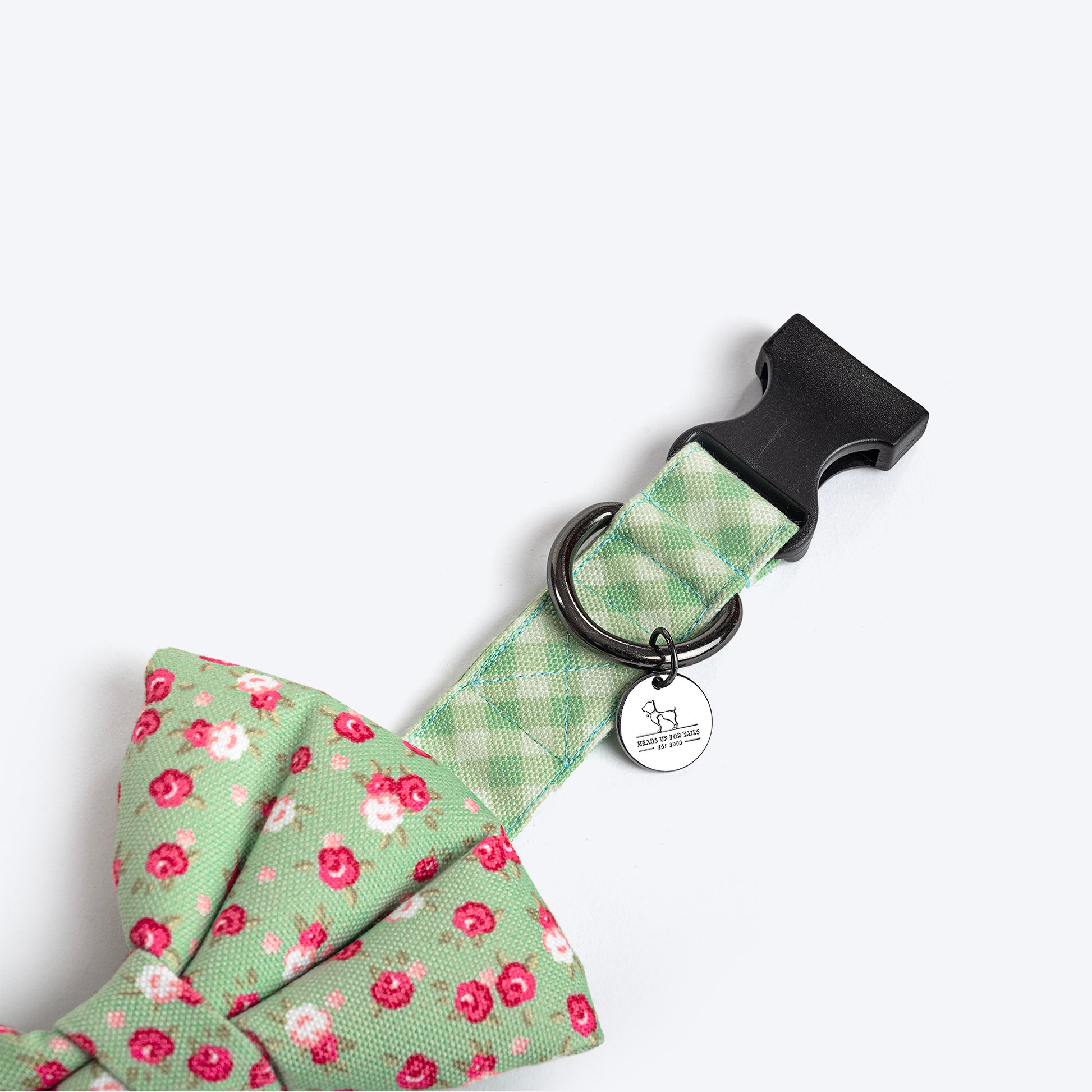 HUFT Pastel Petals Collar For Dogs With Free Bow Tie - Green - Heads Up For Tails