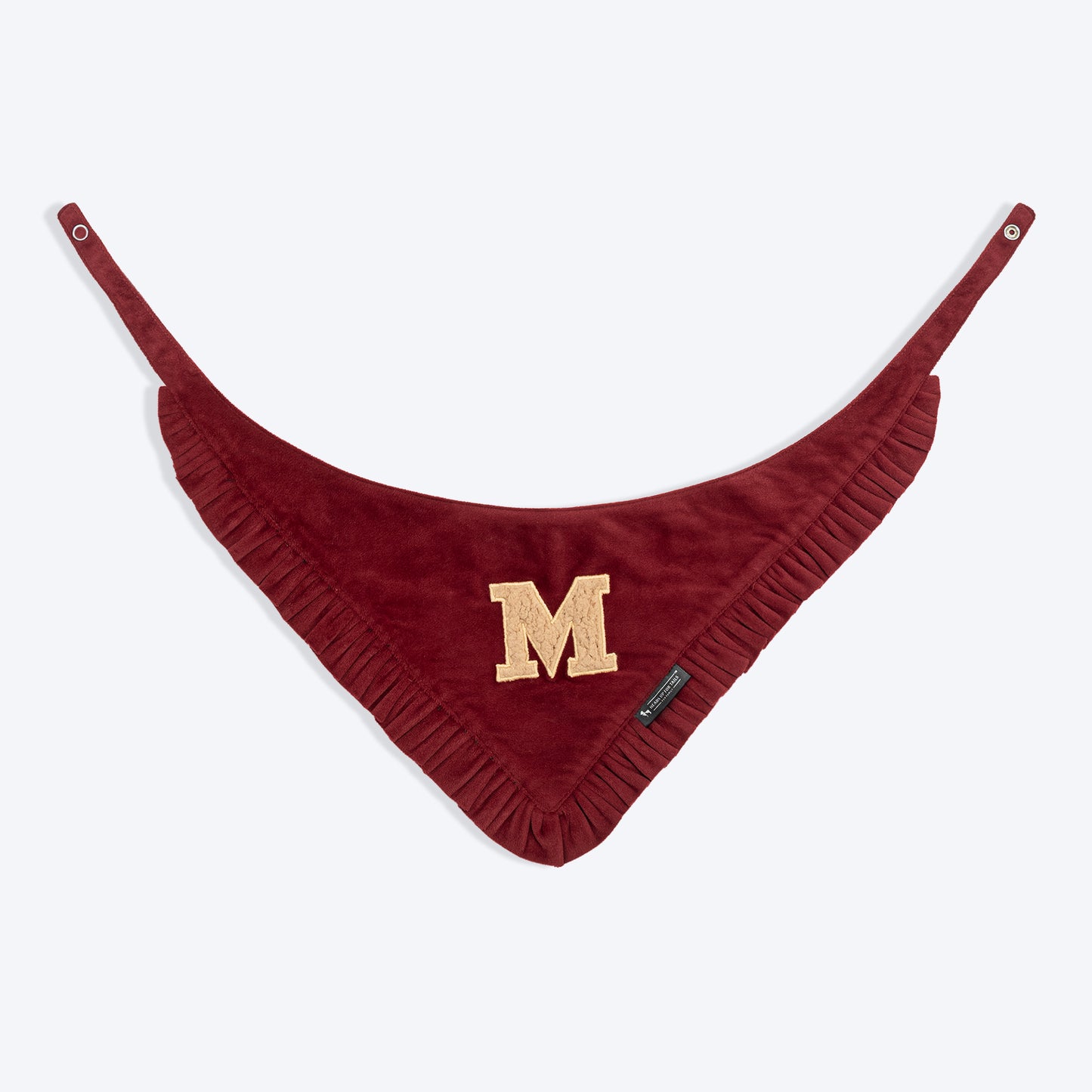 HUFT Personalised Pawfectly Frilled Luxe Velvet Bandana For Dog - Maroon