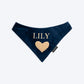 HUFT Personalised Pawfect Love Luxe Velvet Bandana For Dog - Navy Blue