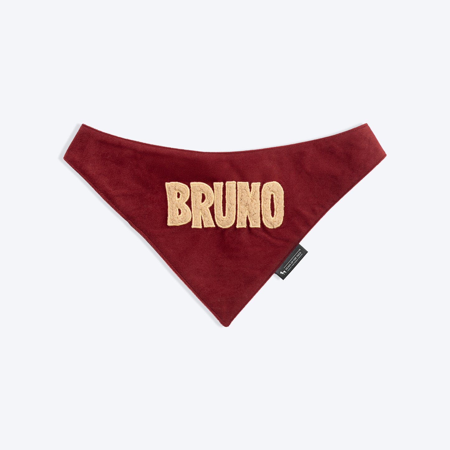 HUFT Personalised Snuggle Patch Luxe Velvet Bandana For Dog & Cat - Maroon