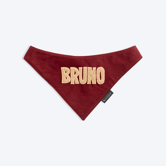 HUFT Personalised Snuggle Patch Luxe Velvet Bandana For Dog & Cat - Maroon