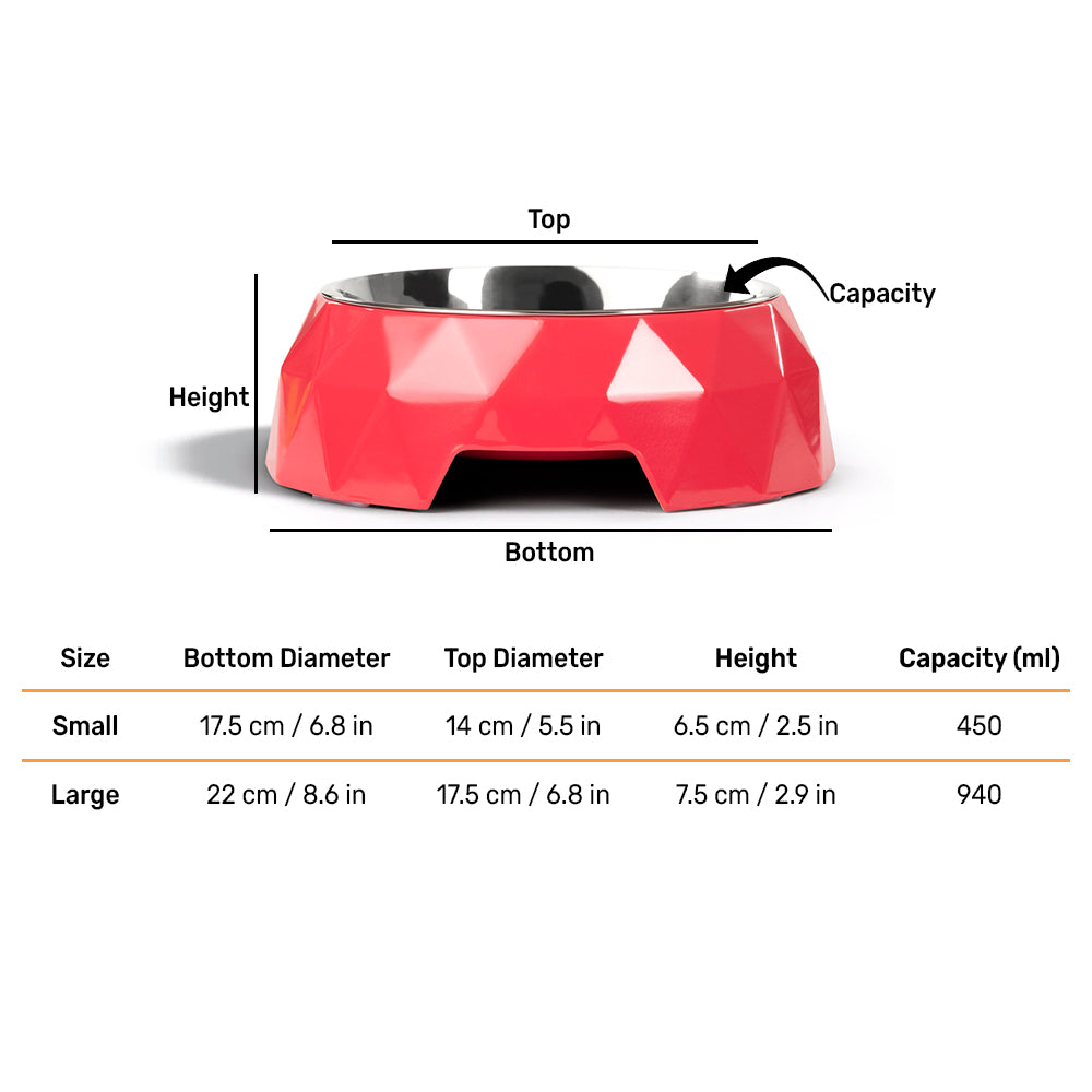 HUFT Diamond Melamine Bowl For Pets (Coral) - Heads Up For Tails