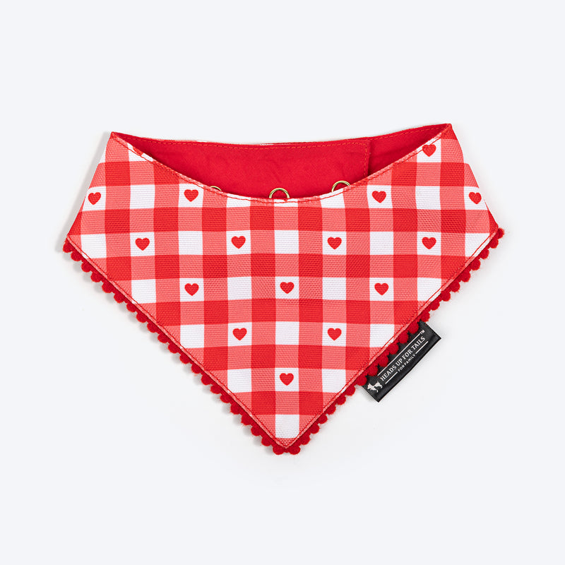 HUFT Jingle Hearts Scarf For Pets - Red & White - Heads Up For Tails