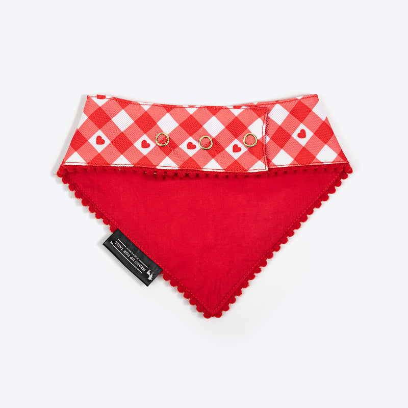 HUFT Jingle Hearts Scarf For Pets - Red & White - Heads Up For Tails