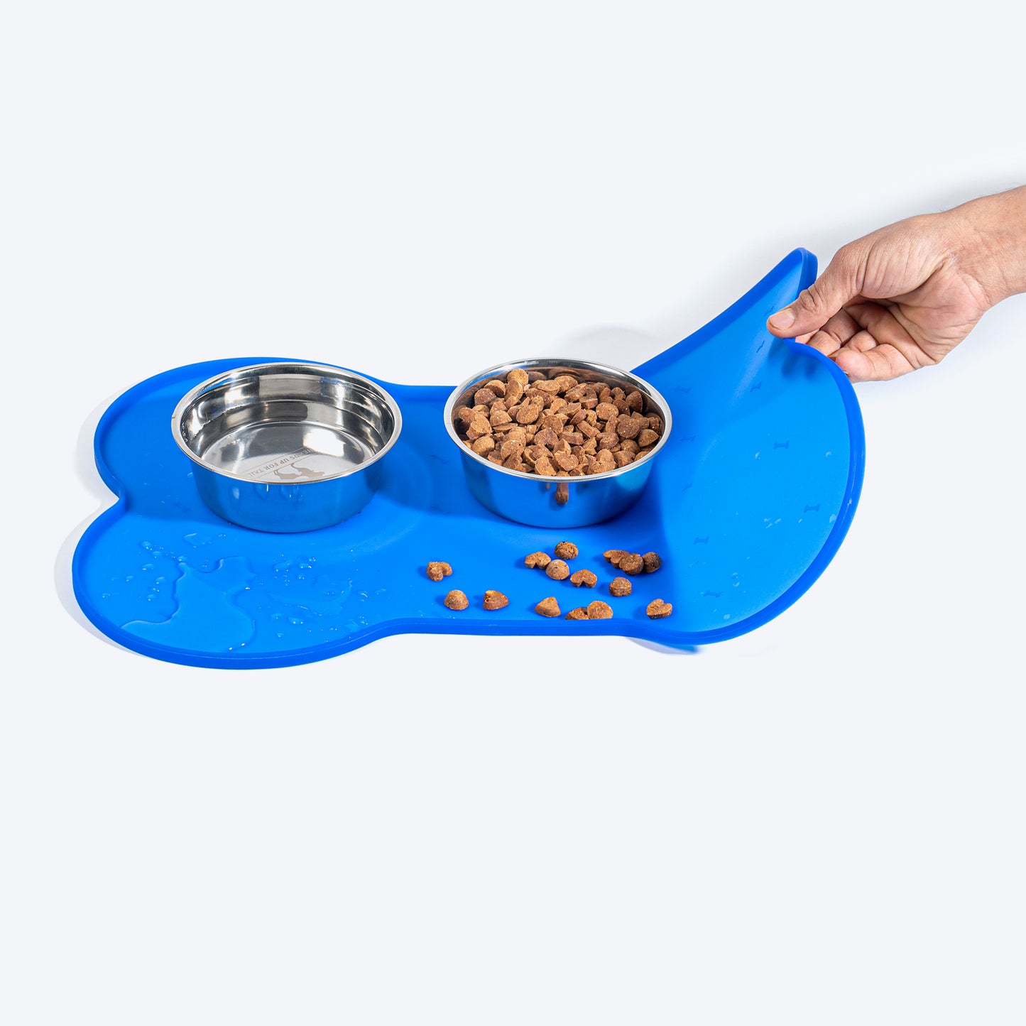 HUFT Anti Spill Bone Shape Bowl Mat For Dog & Cat - Blue