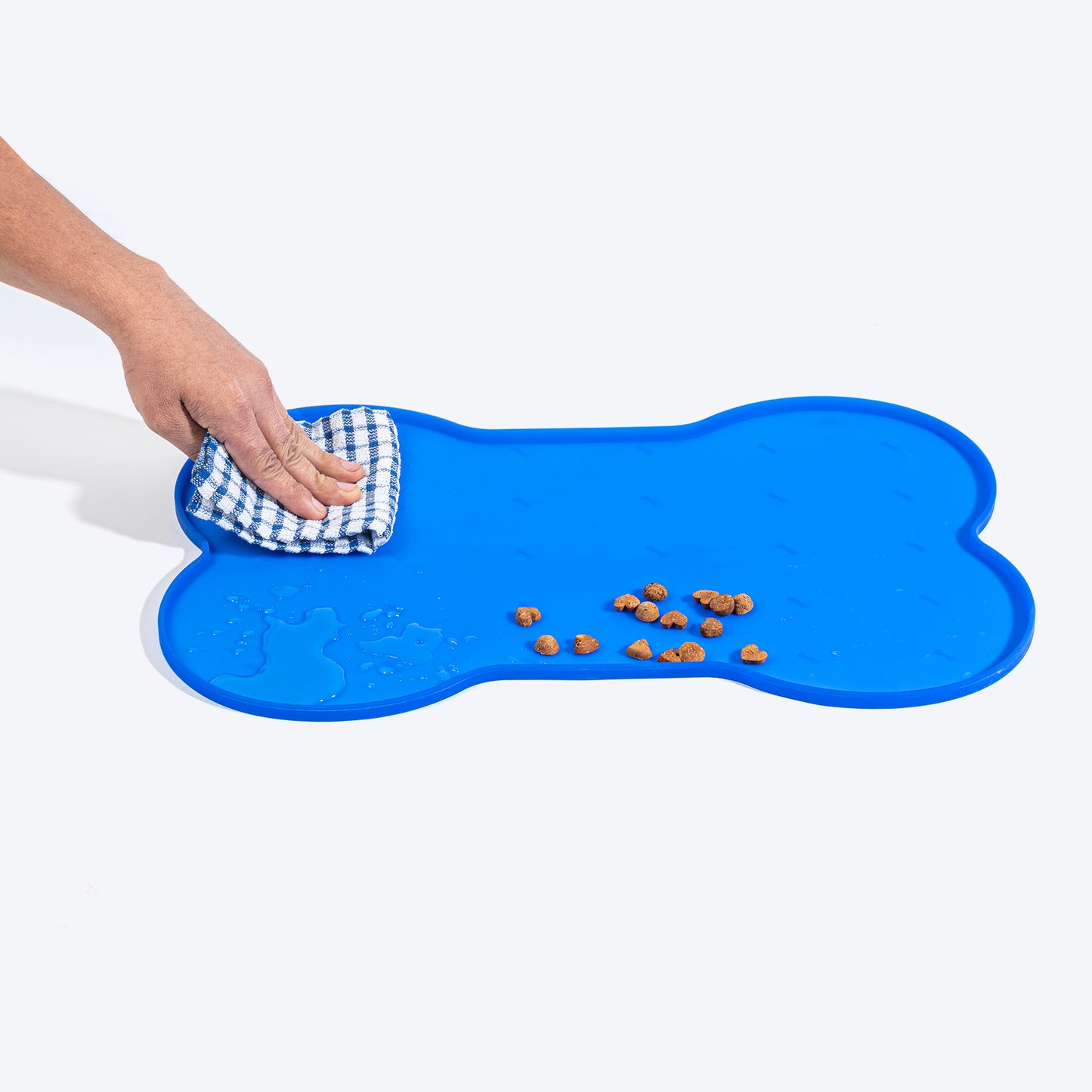 HUFT Anti Spill Bone Shape Bowl Mat For Dog & Cat - Blue