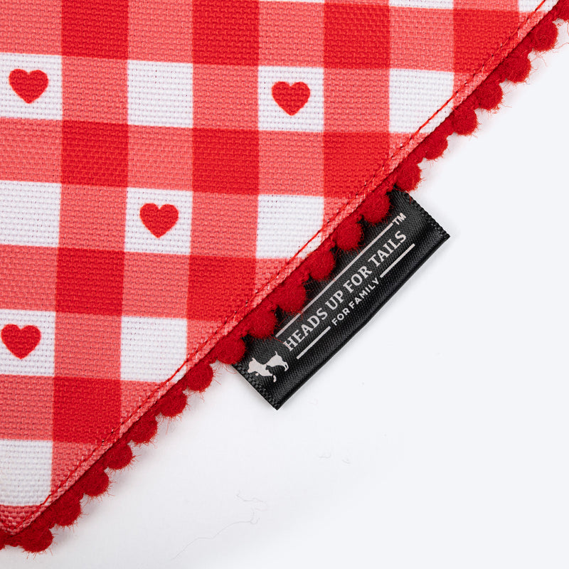 HUFT Jingle Hearts Scarf For Pets - Red & White - Heads Up For Tails