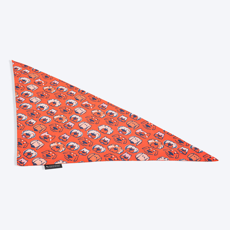 HUFT Pupper Parade Knot Bandana For Dog - Orange - Heads Up For Tails
