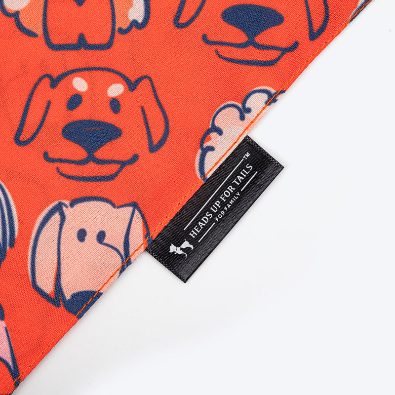 HUFT Pupper Parade Knot Bandana For Dog - Orange - Heads Up For Tails