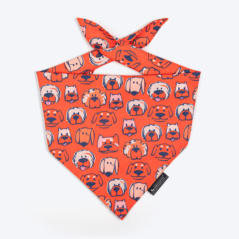 HUFT Pupper Parade Knot Bandana For Dog - Orange - Heads Up For Tails