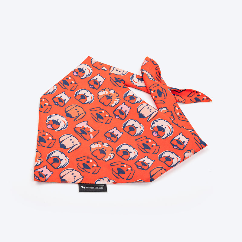 HUFT Pupper Parade Knot Bandana For Dog - Orange - Heads Up For Tails