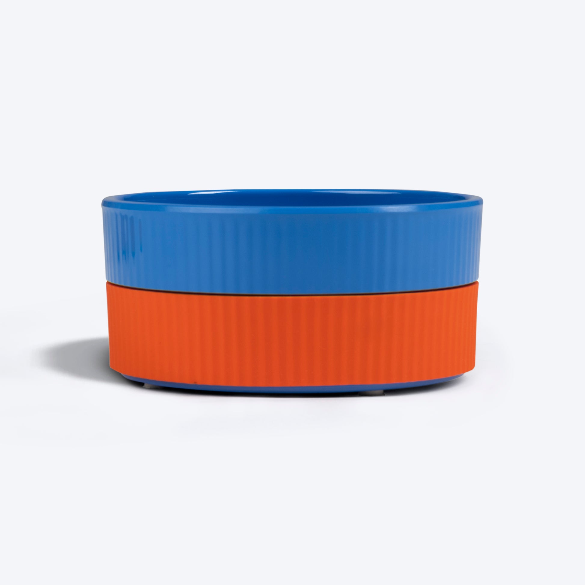 HUFT Dual Color Fun Melamine Bowl For Pets (Blue & Orange) - Heads Up For Tails