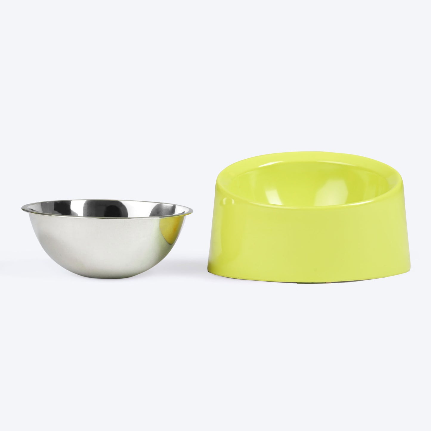 HUFT Slant Melamine Bowl For Pets (Neon Green) - Heads Up For Tails