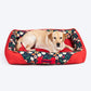 HUFT Personalised Floral Fusion  Lounger Bed For Dog - Red