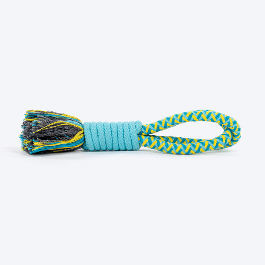 Dash Dog Toss 'n Twirl Rope Toy For Dog - Blue & Yellow - Heads Up For Tails