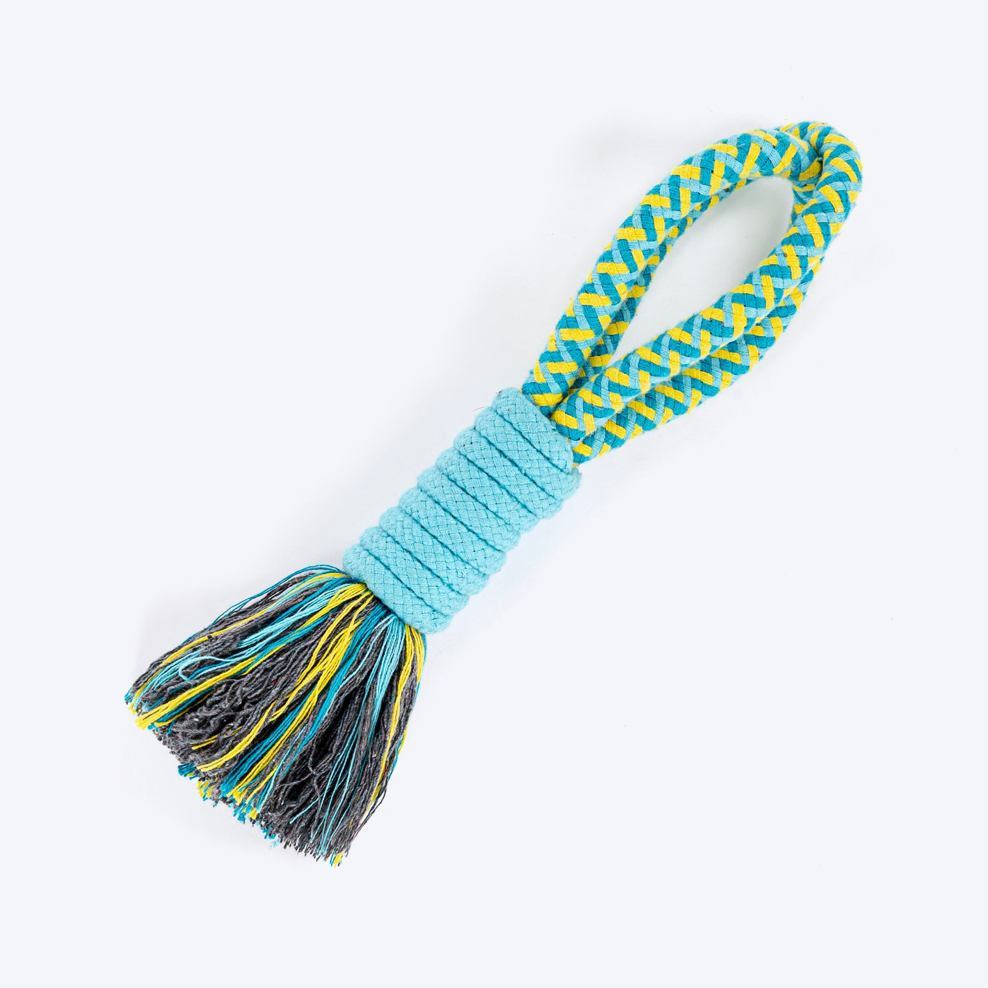 Dash Dog Toss 'n Twirl Rope Toy For Dog - Blue & Yellow - Heads Up For Tails