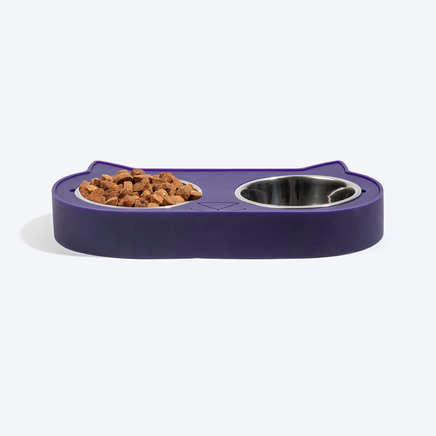 HUFT Cat Face Double Diner With Steel Inserts For Cats & Kittens - Violet