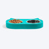 HUFT Cat Face Double Diner With Steel Inserts For Cat & Kitten - Teal