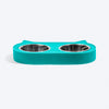 HUFT Cat Face Double Diner With Steel Inserts For Cat & Kitten - Teal