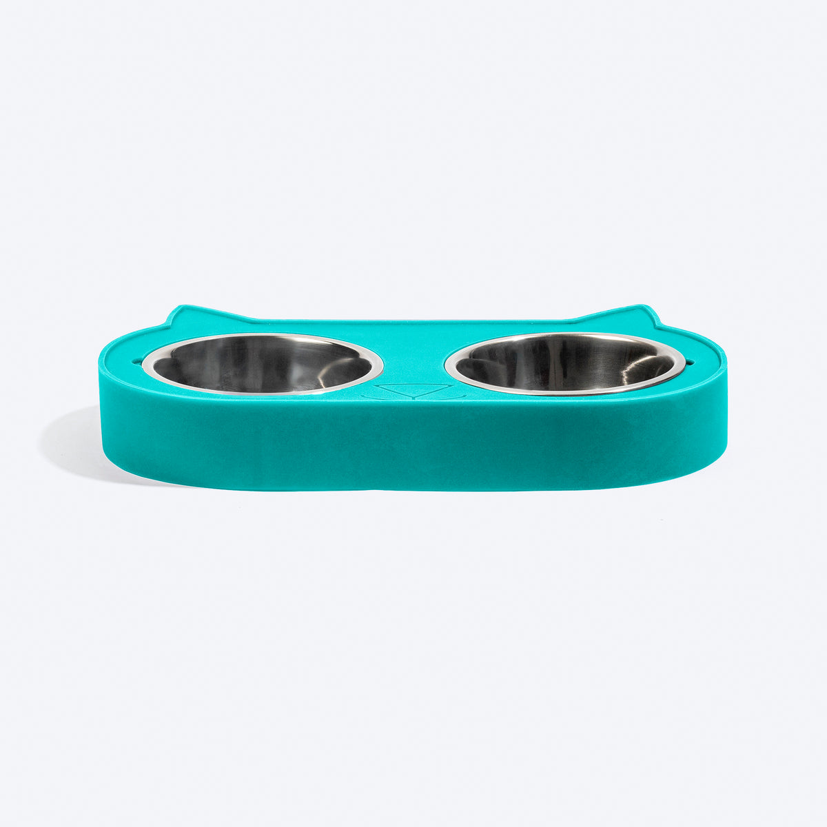 HUFT Cat Face Double Diner With Steel Inserts For Cat & Kitten - Teal