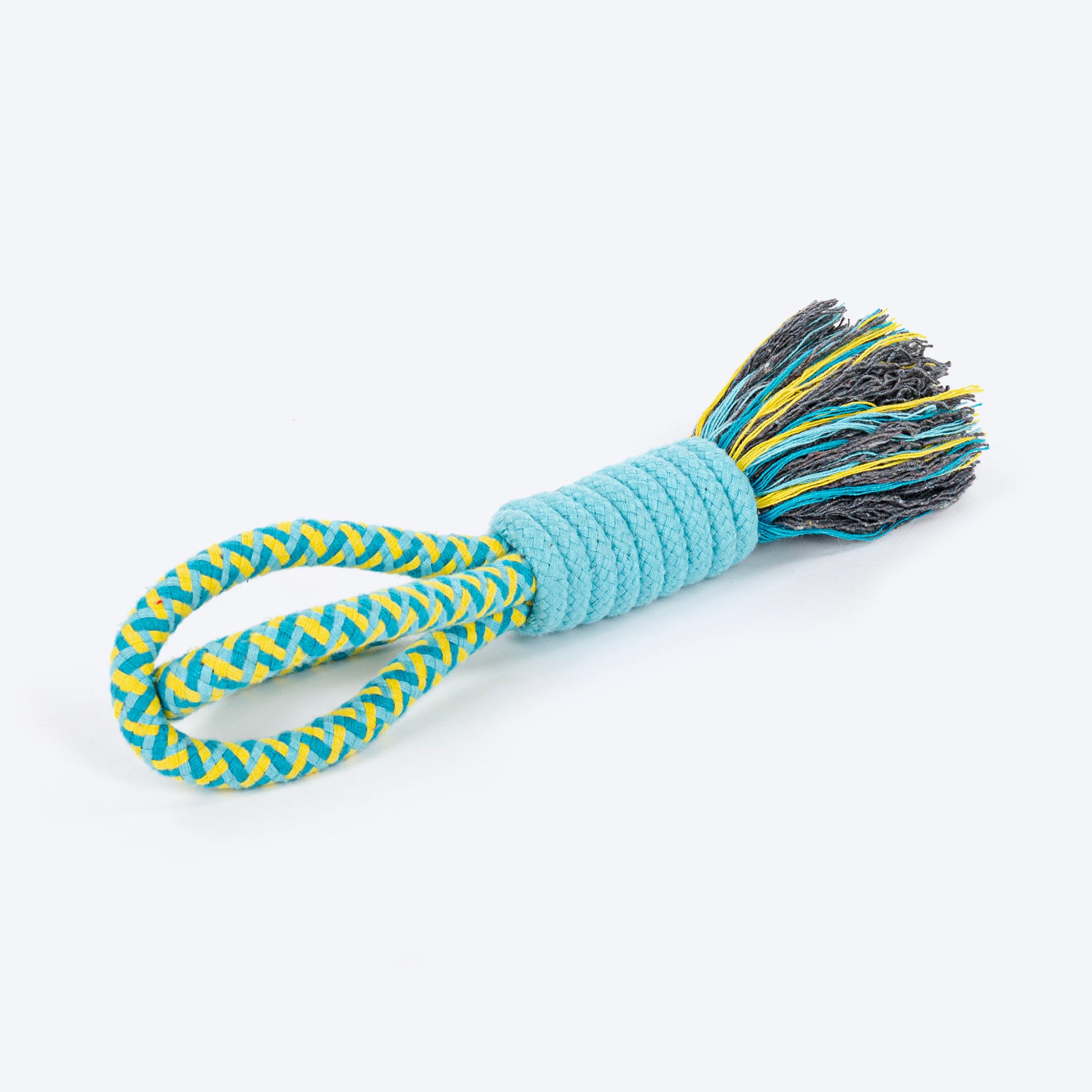 Dash Dog Toss 'n Twirl Rope Toy For Dog - Blue & Yellow - Heads Up For Tails
