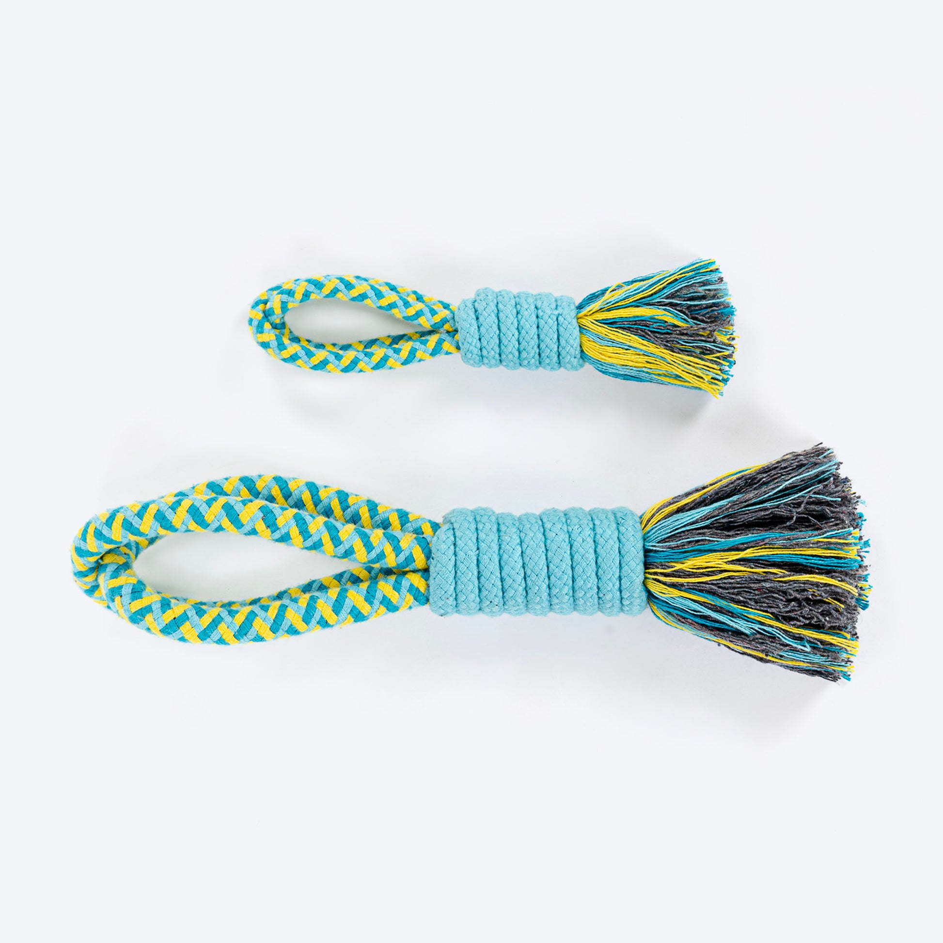 Dash Dog Toss 'n Twirl Rope Toy For Dog - Blue & Yellow - Heads Up For Tails