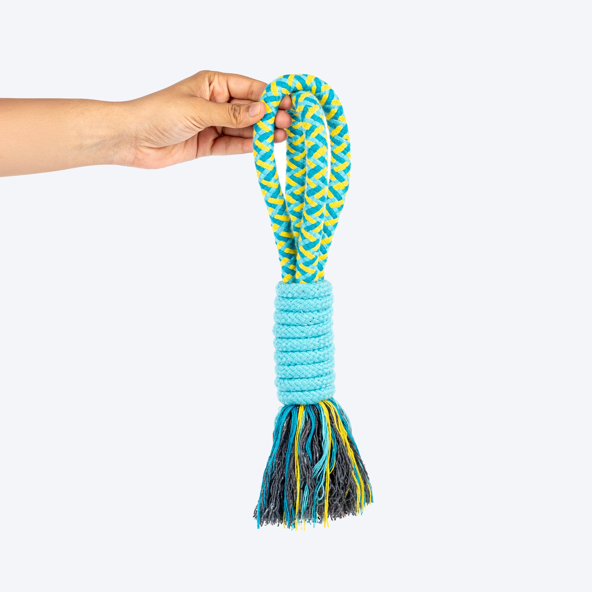 Dash Dog Toss 'n Twirl Rope Toy For Dog - Blue & Yellow - Heads Up For Tails