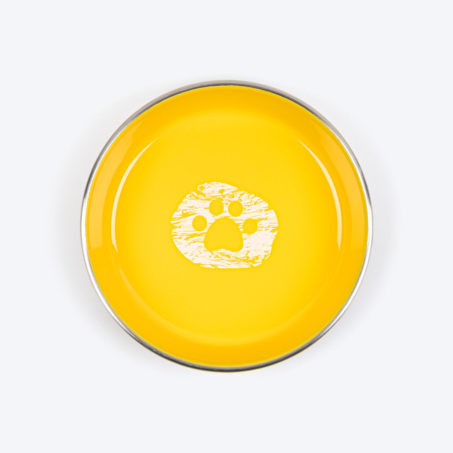 HUFT Furry Paws Printed Steel Bowl For Cat - Yellow