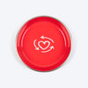HUFT Cute Hearts Printed Steel Bowl For Cat - Red - Heads Up For Tails