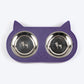 HUFT Cat Face Double Diner With Steel Inserts For Cats & Kittens - Violet