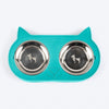 HUFT Cat Face Double Diner With Steel Inserts For Cat & Kitten - Teal