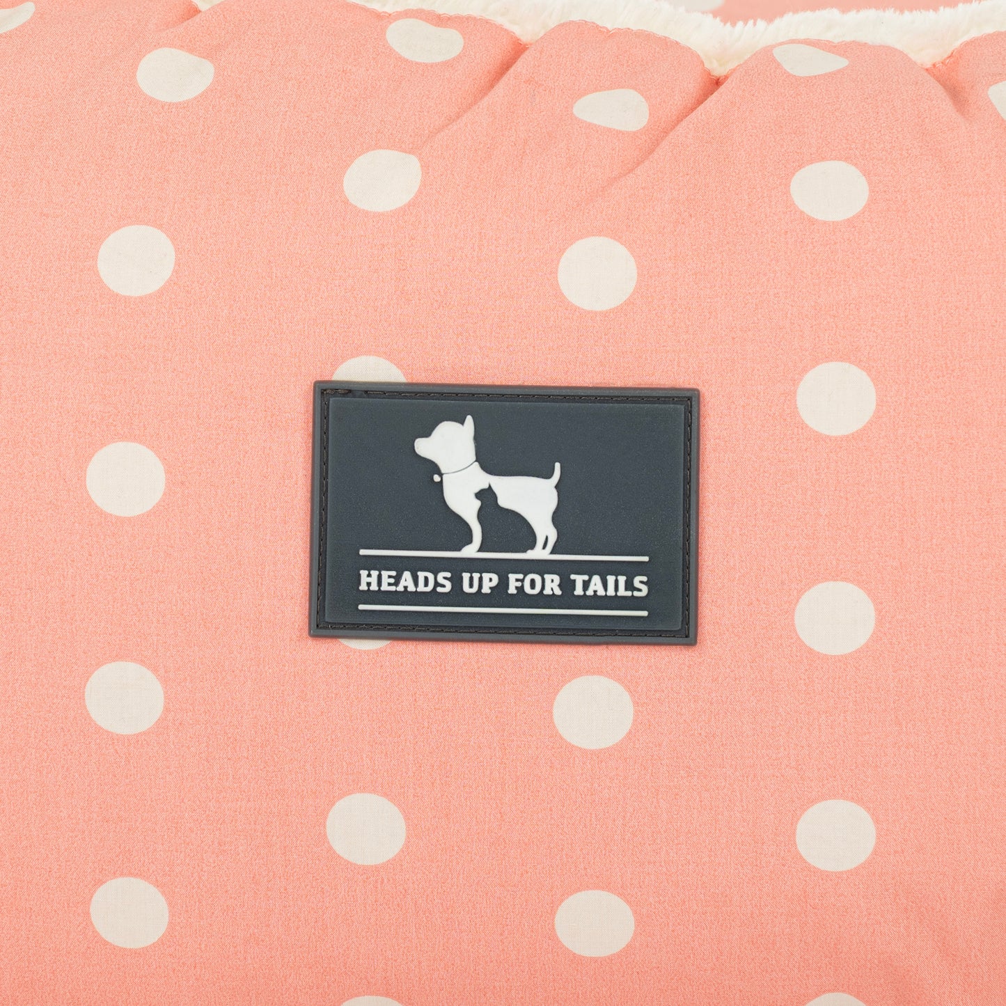 HUFT Personalised Polka Paws Fur Donut Bed For Dog & Cat - Peach