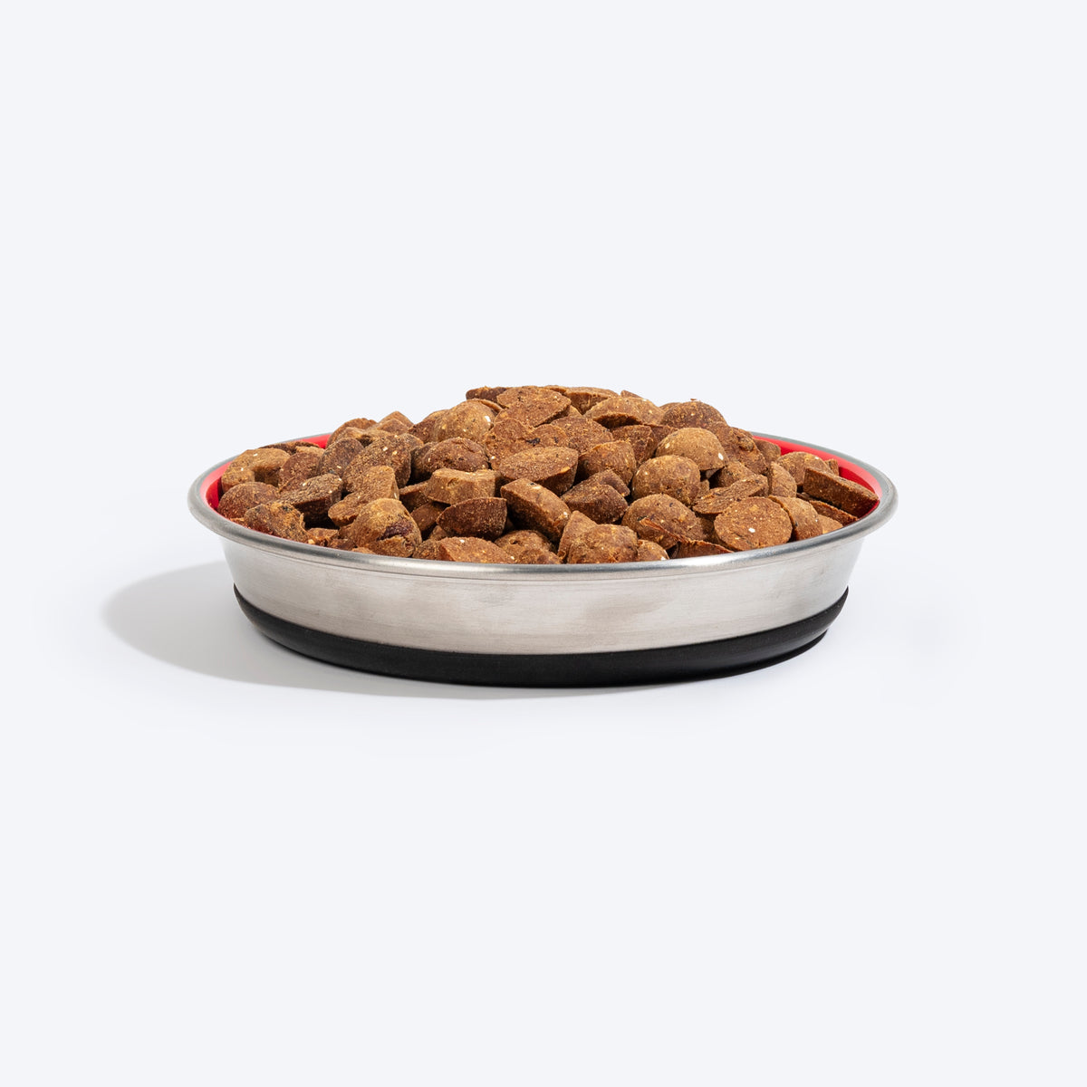 HUFT Cute Hearts Printed Steel Bowl For Cat - Red - Heads Up For Tails