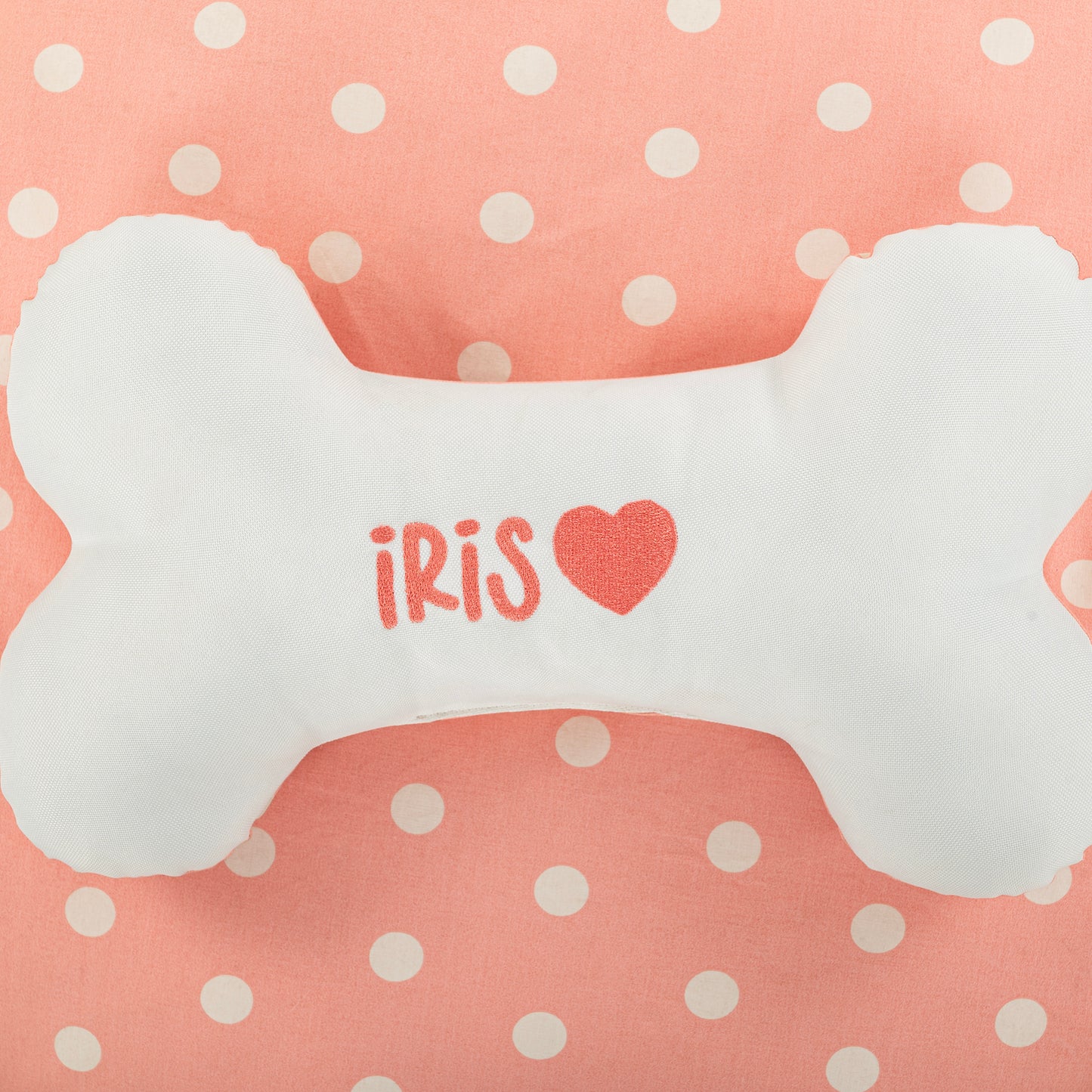 HUFT Personalised Polka Paws Fur Donut Bed For Dog & Cat - Peach